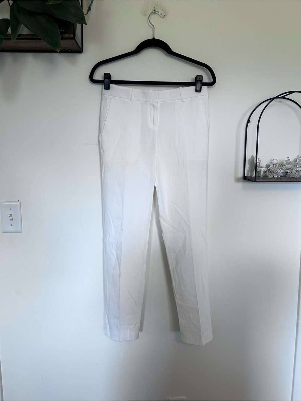 Theory White Viscose/Wool Blend Straight Leg Trouser‎ Pants Size 0